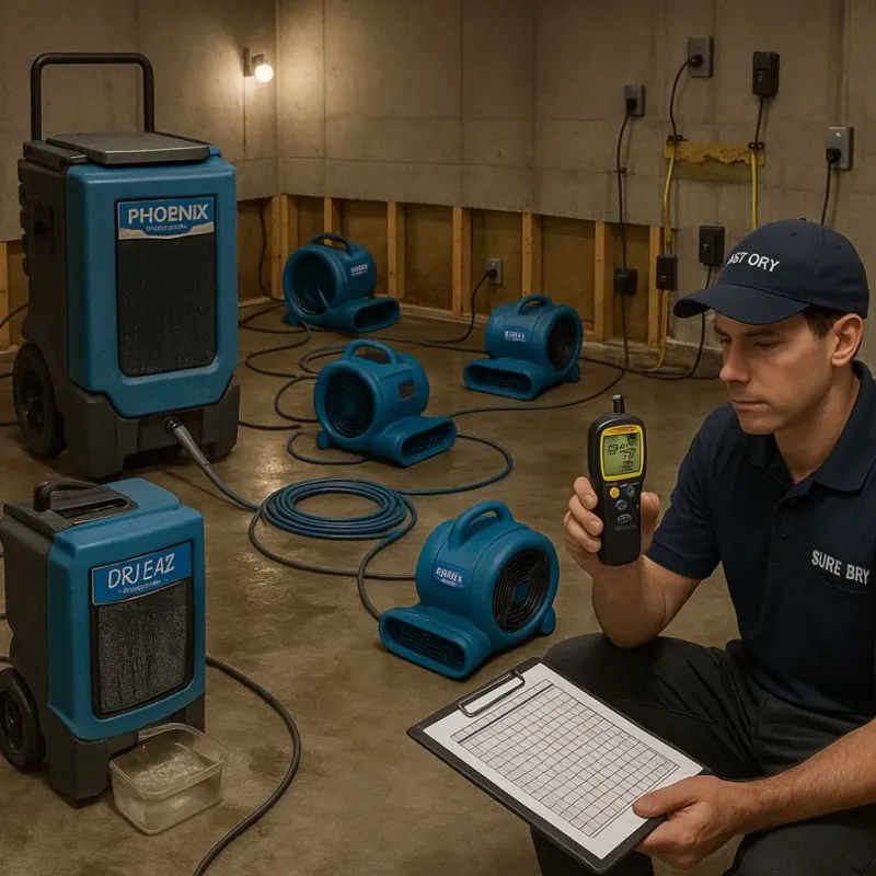 Structural Drying and Dehumidification process in Wake Forest, NC